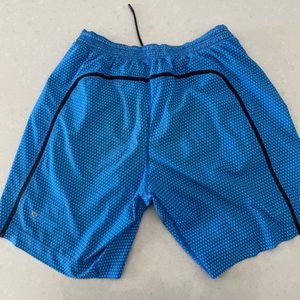 Bright blue and white, men's size M, 9" Lululemon athletic shorts